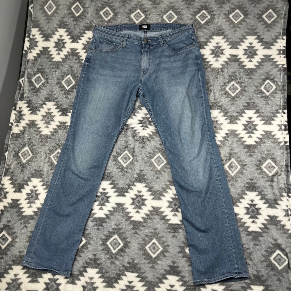 Paige Federal Slim Straight Leg Jeans‎ Mens 36 Medium Blue Wash Stretch Denim